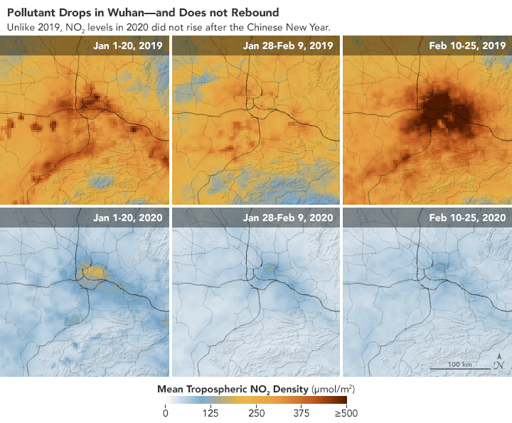 pollutant drop in Wuhan