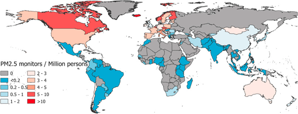 PM 2.5 levels across world